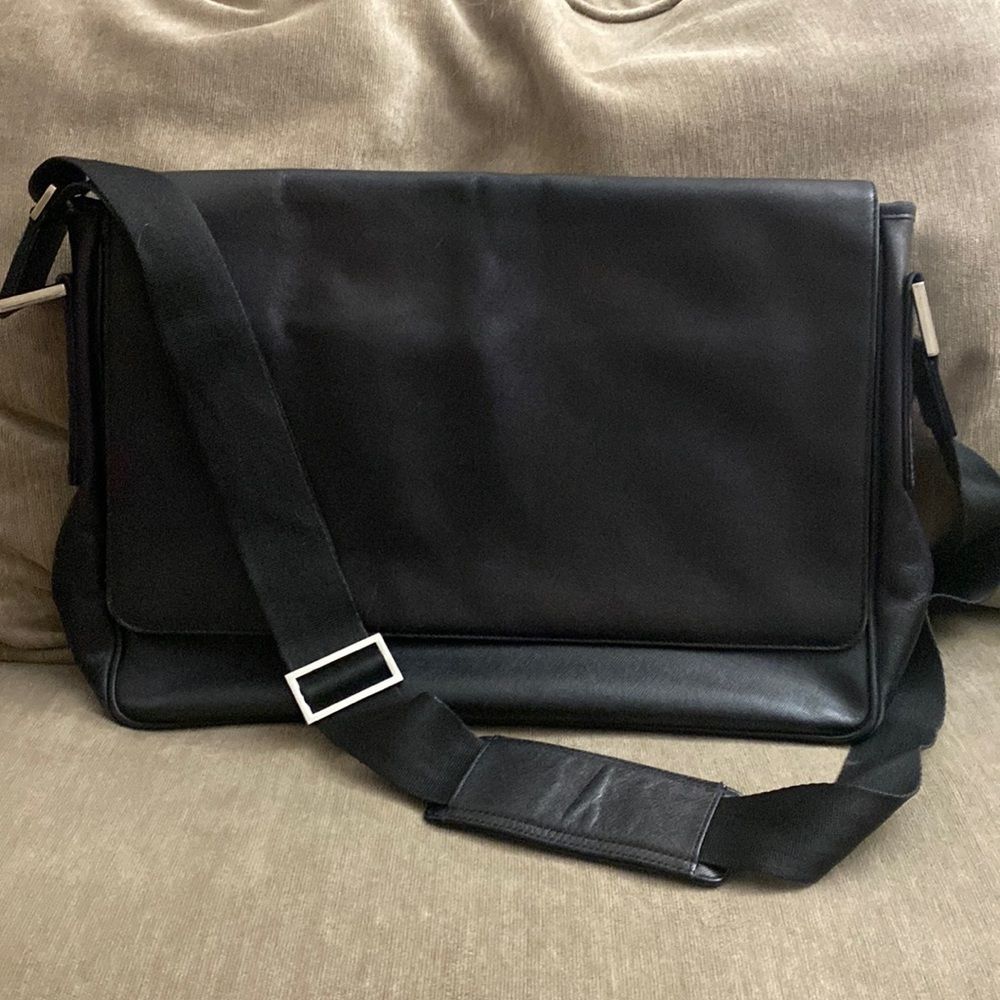 Banana Republic Black Leather Messenger Bag